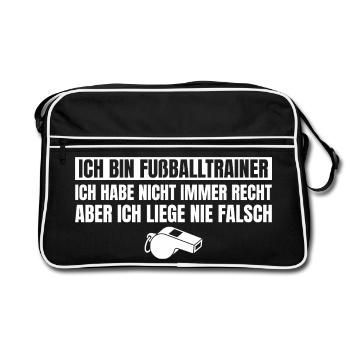Fußballtrainer Hat nicht immer recht Fußball Coach - Retro Tasche - Schwarz/Weiß - Vorne