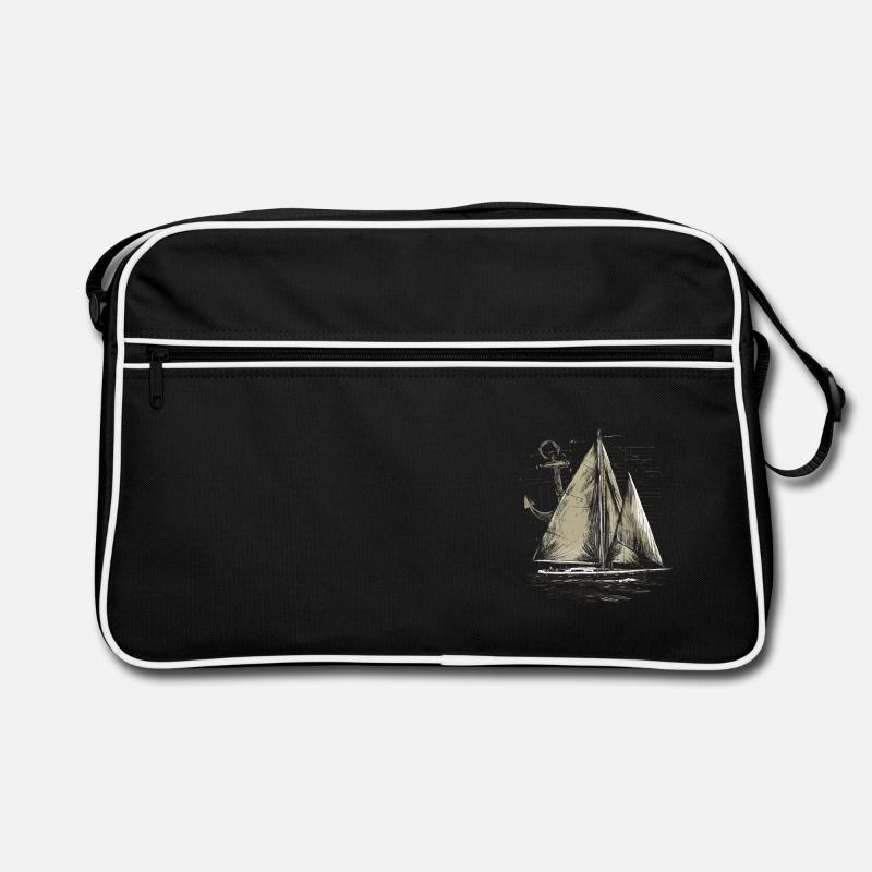 Segelboot mit Anker Geschenk - Retro Tasche - Schwarz/Weiß