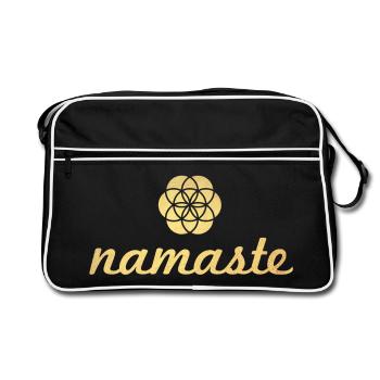 Namaste Yoga Fleur de Vie en Or Shanti Ornement - Sac Retro - noir/blanc - Devant