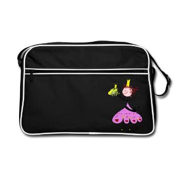 Frosch Prinzessin - Retro Tasche - Schwarz/Weiß - Vorne