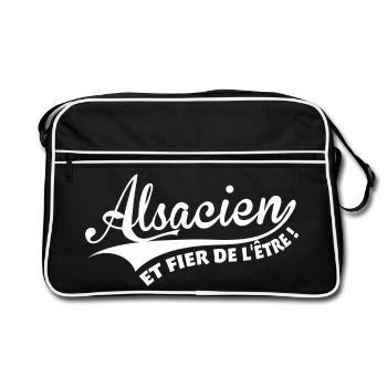 Alsacien et fier de l'être ! - Sac Retro - noir/blanc - Devant