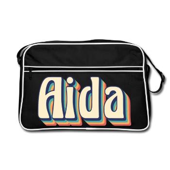 Vintage Retro Aida T-Shirt T-Shirt Geschenkidee - Retro Tasche - Schwarz/Weiß - Vorne