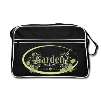 English Vintage Garden Sign with Tools - Retro Bag - black/white - Front