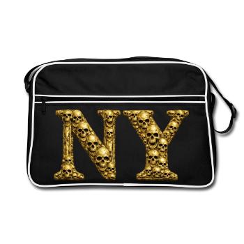Crâne d’Or NY Lettres - Sac Retro - noir/blanc - Devant