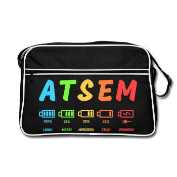 Atsem, end-of-year kindergarten, teacher - Retro Bag - black/white - Front