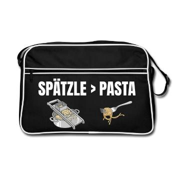 Spätzle sind besser als Pasta Schwäbisch - Retro Tasche - Schwarz/Weiß - Vorne
