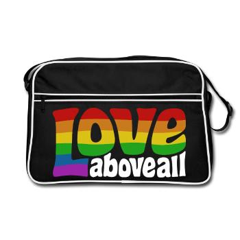 L’amour par-dessus tout | Design de la fierté arc-en-ciel - Sac Retro - noir/blanc - Devant