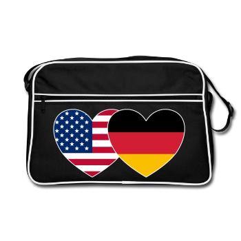 USA Germany Flag Heart - Retro Bag - black/white - Front