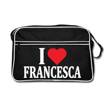 t-shirt J’aime Francesca idée cadeau t-shirt - Sac Retro - noir/blanc - Devant