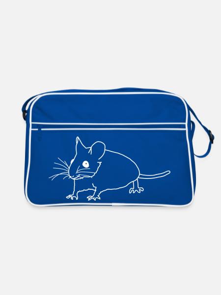 Mouse lineart - Retro Bag - blue/white - Front