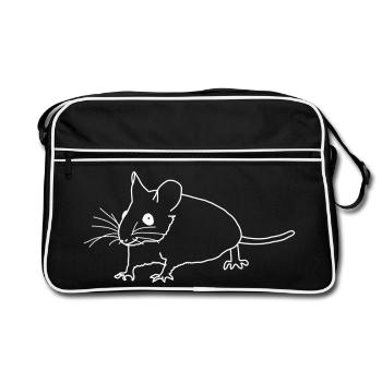 Mouse lineart - Retro Bag - black/white - Front