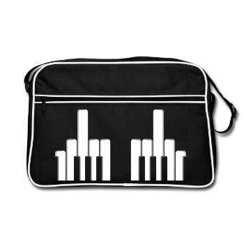 Klaviertasten Mittelfinger - Retro Tasche - Schwarz/Weiß - Vorne