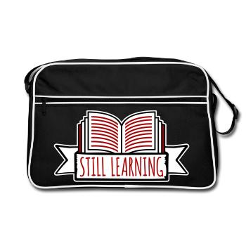 Still Learning Growth Student Motivation Saying - Retro Bag - black/white - Front