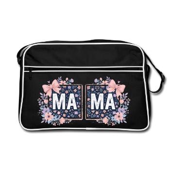 MAMA Floral Squares and Pink Bows | Coquettish Style - Retro Bag - black/white - Front