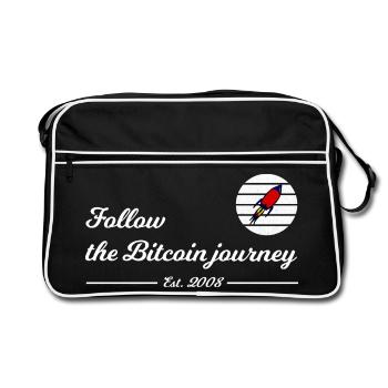 Follow Bitcoin journey - Retro Bag - black/white - Front