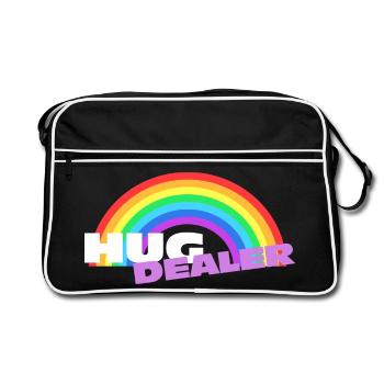 Autocollants Hug Dealer : design arc-en-ciel coloré - Sac Retro - noir/blanc - Devant