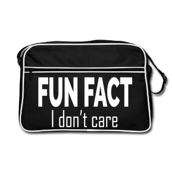 Fun Fact I Don't Care Funny Quote - Retro Bag - black/white - Front