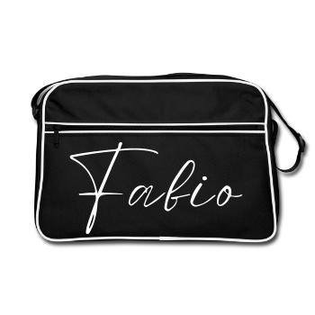 Fabio Name T-Shirt Geschenk Für Männer - Retro Tasche - Schwarz/Weiß - Vorne