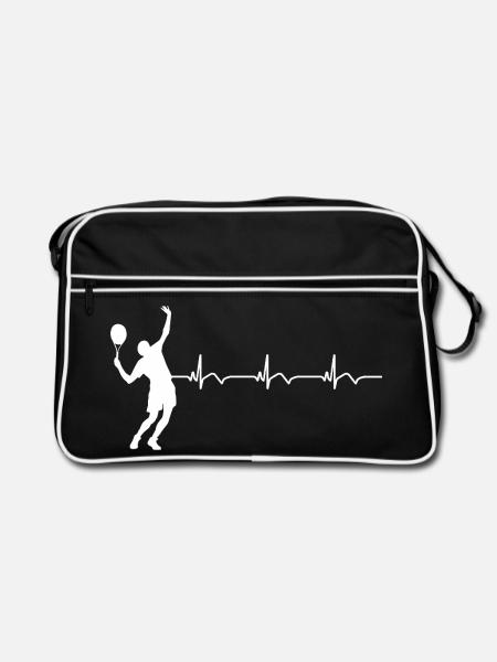Joueur de tennis ECG Battement de cœur - Sac Retro - noir/blanc - Devant
