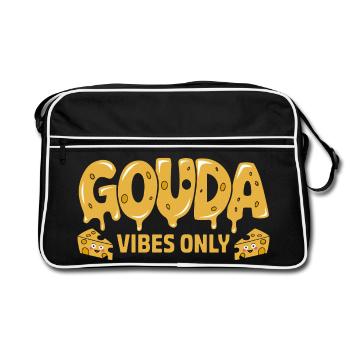 Gouda Vibes, seulement un drôle de fromage qui dit pour - Sac Retro - noir/blanc - Devant