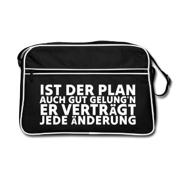 Ist der Plan auch gut gelungen - Retro Tasche - Schwarz/Weiß - Vorne