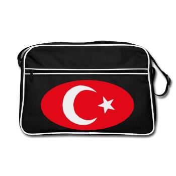 Drapeau Turkiye Turc Ovale - Sac Retro - noir/blanc - Devant