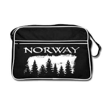 Norwegen Waldsilhouette Motiv - Retro Tasche - Schwarz/Weiß - Vorne