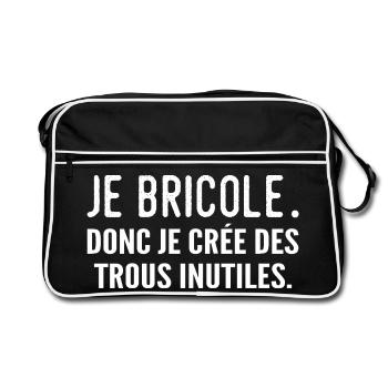 Je bricole, donc je crée des trous inutiles - Sac Retro - noir/blanc - Devant
