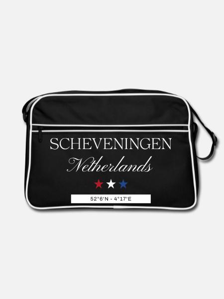 Scheveningen Niederlande Souvenir – Reise - Retro Tasche - Schwarz/Weiß