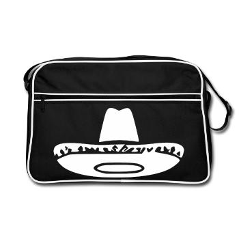 Mexikanerhut Mexiko Geschenk  - Retro Tasche - Schwarz/Weiß - Vorne