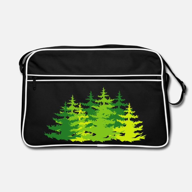 Forêt, arbres, forêts mixtes, icône, nature, graphique - Sac Retro - noir/blanc