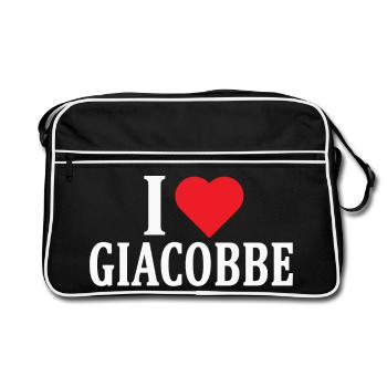 t-shirt J’aime Jacob idée cadeau t-shirt - Sac Retro - noir/blanc - Devant