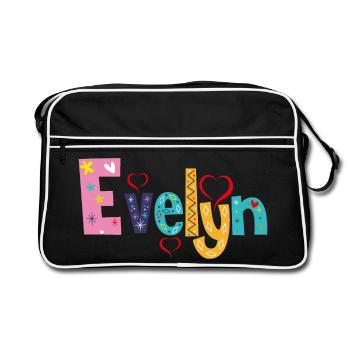 Personalisierter Evelyn-Name - Retro Tasche - Schwarz/Weiß - Vorne