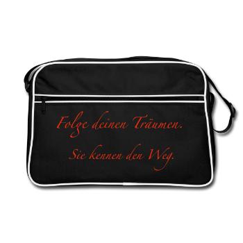 Folge deinen Träumen - Retro Tasche - Schwarz/Weiß - Vorne