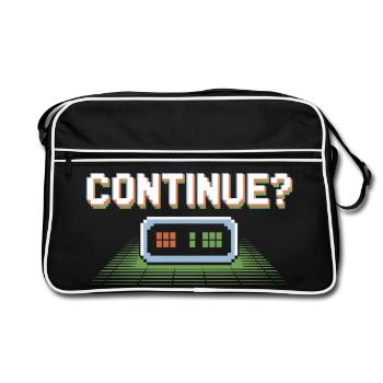 Continue Retro Gamer Pixel 8 Bit Arcade Bildschirm - Retro Tasche - Schwarz/Weiß - Vorne