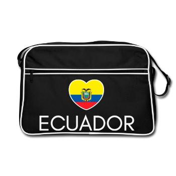 Heart with Ecuador flag, I love Ecuador - Retro Bag - black/white - Front