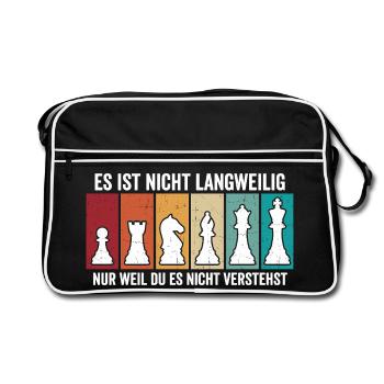 Retro Chess Pieces – Vintage Chess Design - Retro Bag - black/white - Front