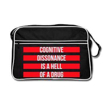 Cognitive Dissonance Is A Hell Of A Drug Saying - Retro Bag - black/white - Front