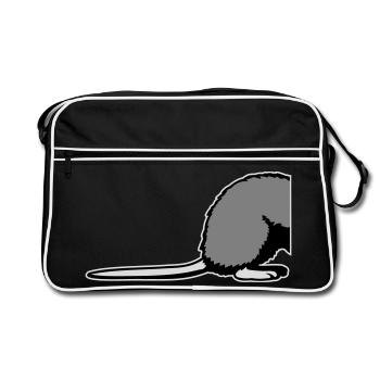 Rat Backside Semi Funny Tail Rodent Animal - Retro Bag - black/white - Front