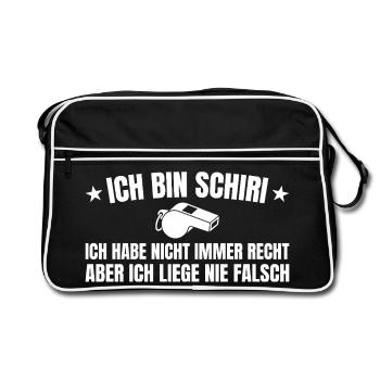 Schiri Hat nicht immer recht Schiedsrichter - Retro Tasche - Schwarz/Weiß - Vorne
