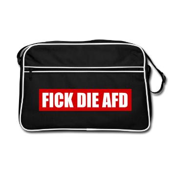 Fick die afd - Retro Tasche - Schwarz/Weiß - Vorne