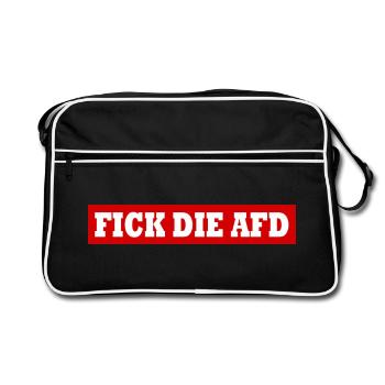 Fick die afd - Retro Tasche - Schwarz/Weiß - Vorne