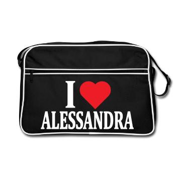 t-shirt J’adore Alessandra t-shirt idée cadeau - Sac Retro - noir/blanc - Devant