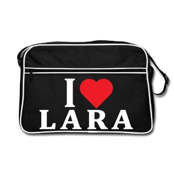 t-shirt J’aime Lara idée cadeau t-shirt - Sac Retro - noir/blanc - Devant