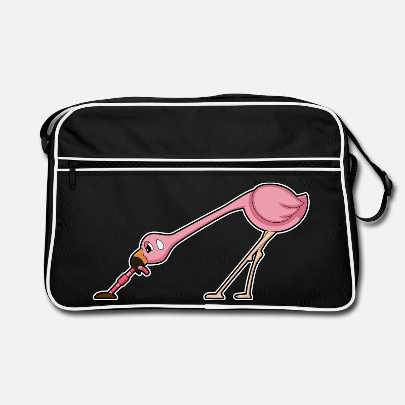 Flamingo Wurm - Retro Tasche - Schwarz/Weiß