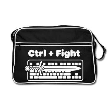 Ctrl Fight Sword Over Keyboard - Retro Bag - black/white - Front