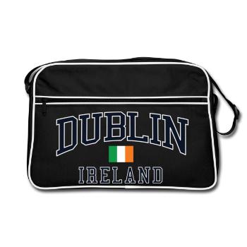 Dublin Ireland Arc Typografie Tee - Retro Tasche - Schwarz/Weiß - Vorne