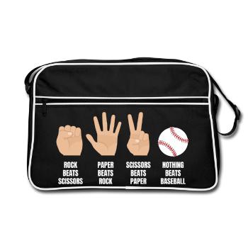 schere stein papier nichts schlägt baseball - Retro Tasche - Schwarz/Weiß - Vorne