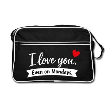 Je t’aime même les lundis - Sac Retro - noir/blanc - Devant