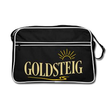 Goldsteig Typografie Wanderpfad - Retro Tasche - Schwarz/Weiß - Vorne